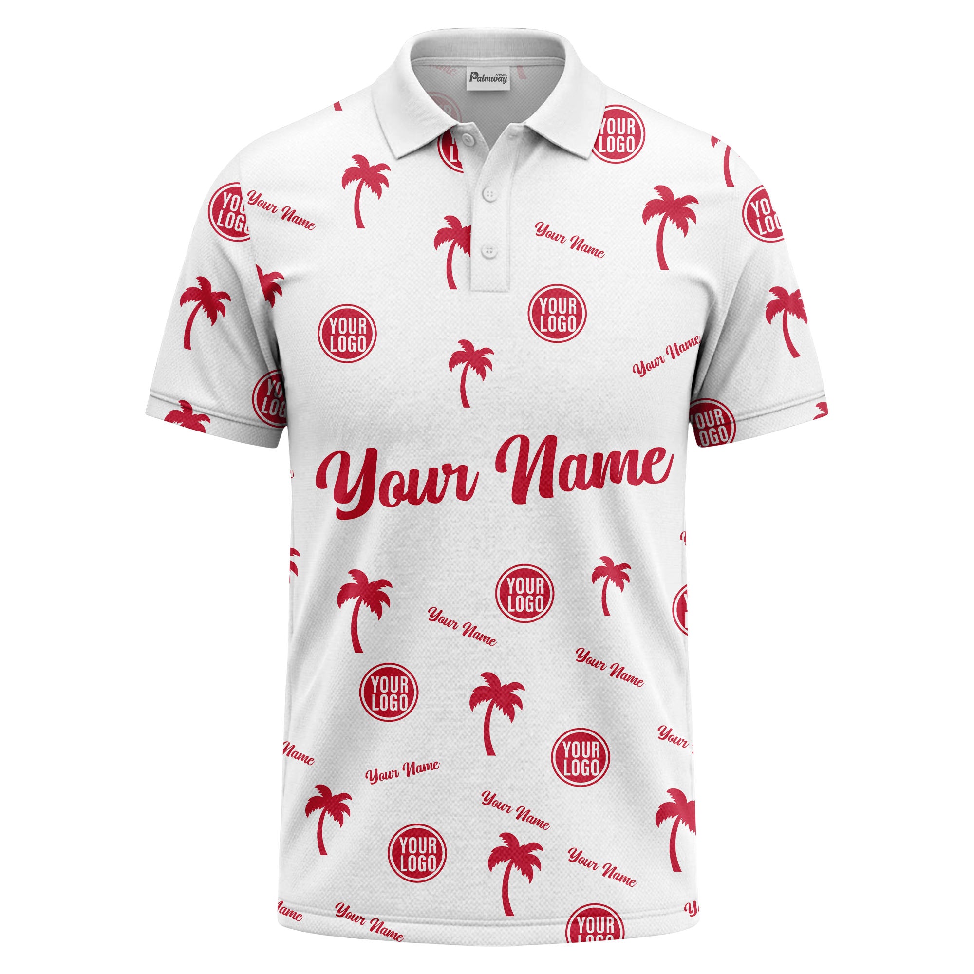 black palm tree silhouettes personalized polo shirt with custom logos