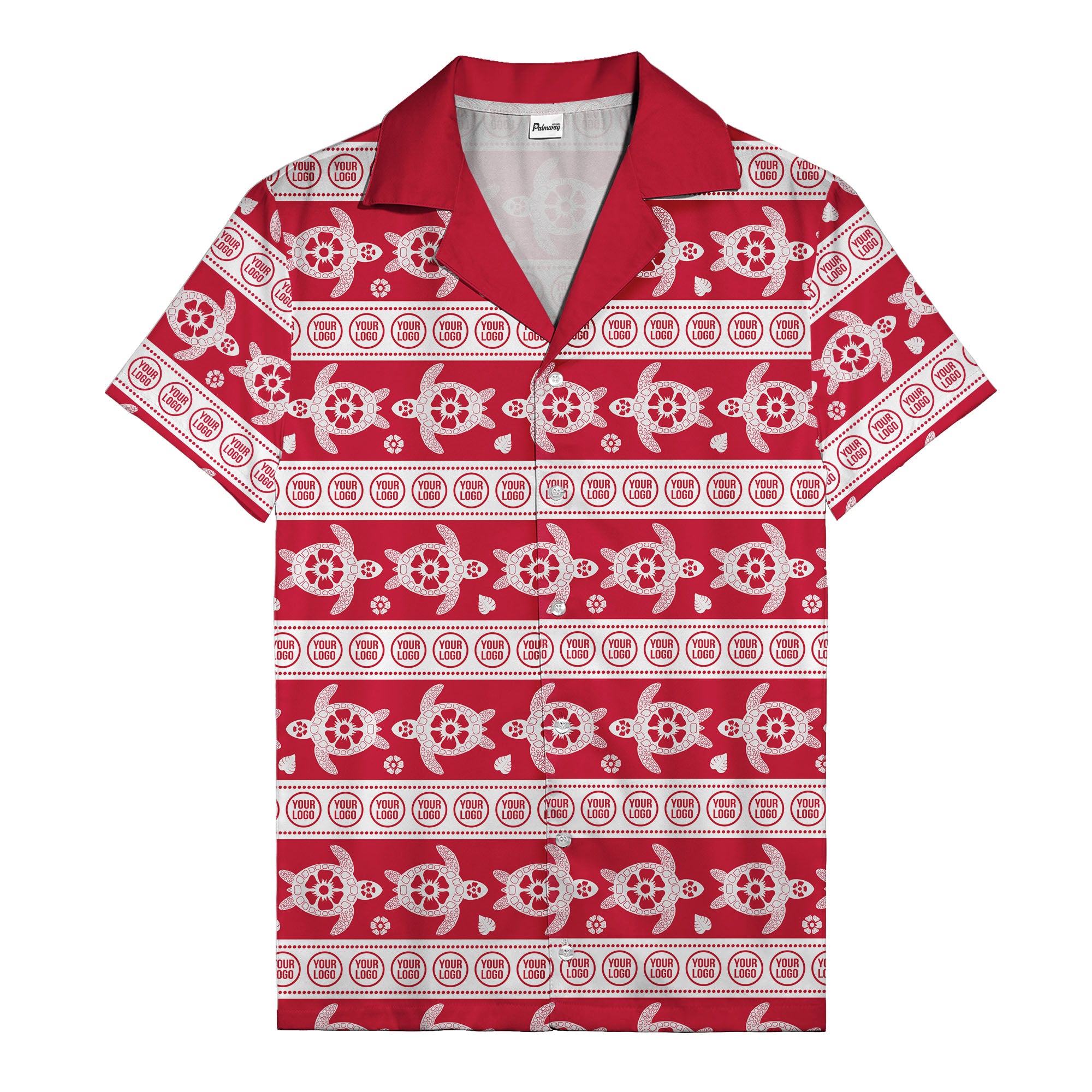 black sea turtles & white floral repeat hawaiian shirt for men