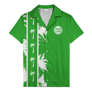 black white palm trees & vertical stripes graphic hawaiian shirt for men