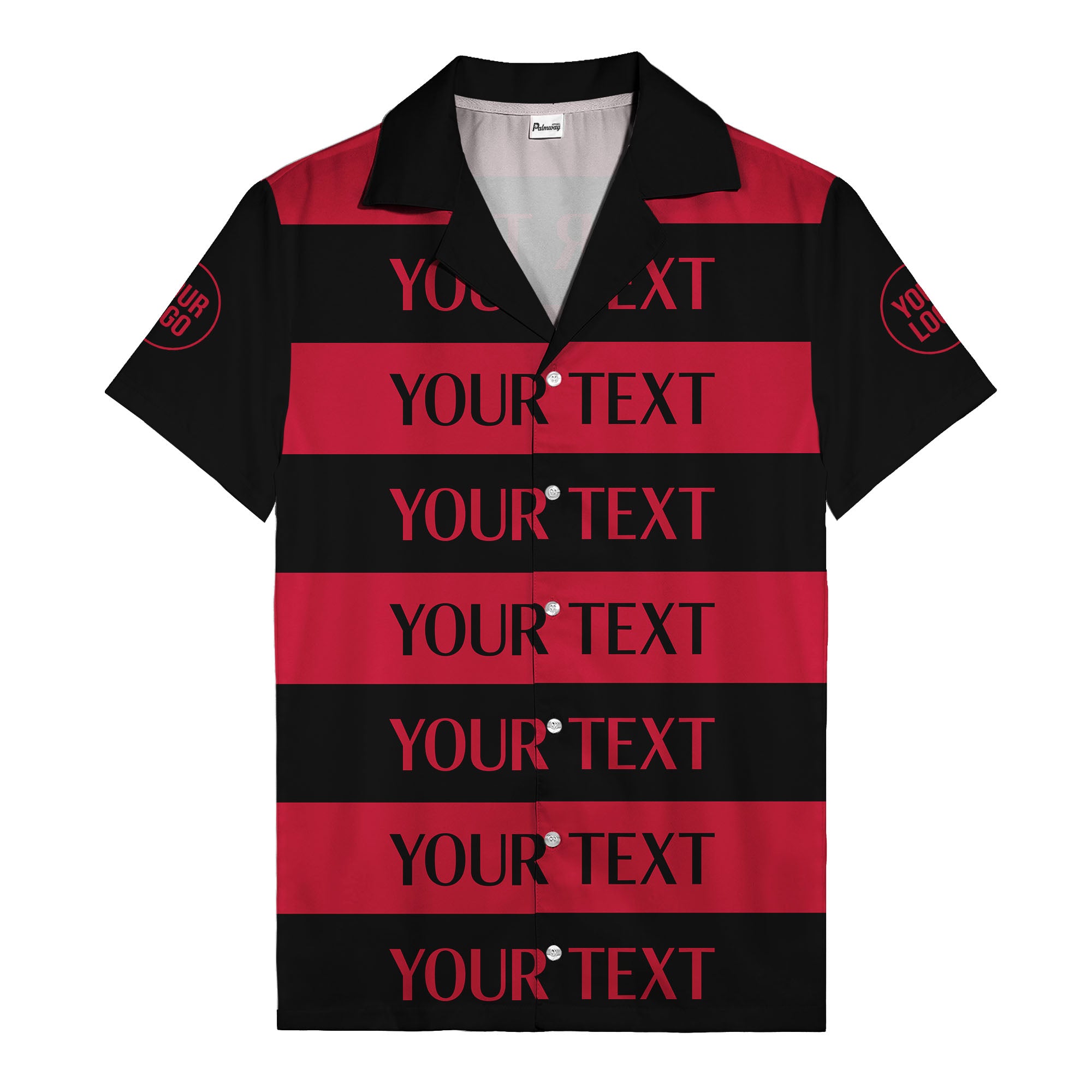 bold horizontal stripes customizable text hawaiian shirt for men