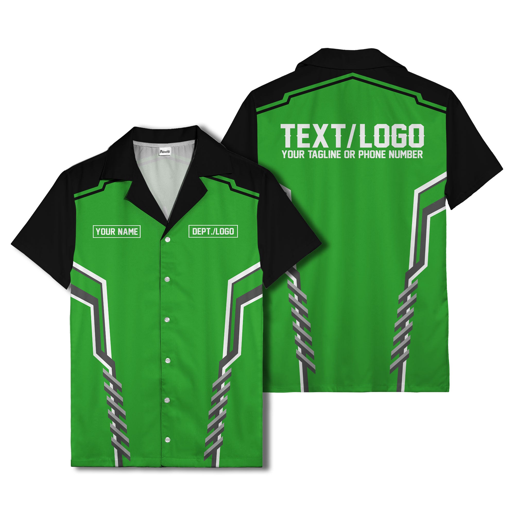 bowling team stripe name box hawaiian shirt for men