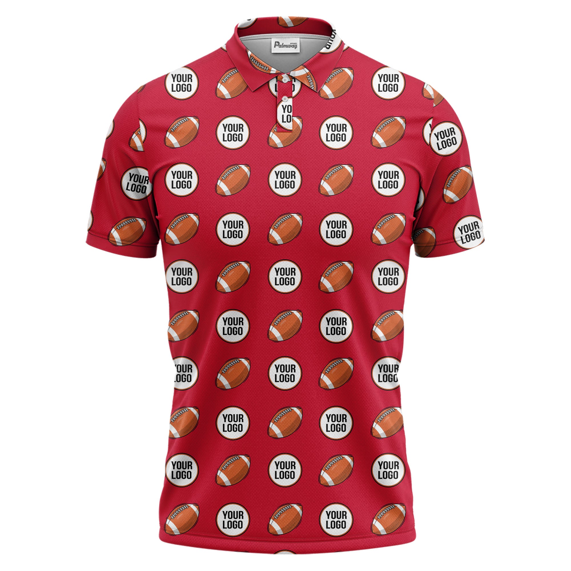 cartoon football logo circle repeat black sports polo shirt for men