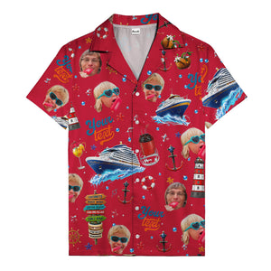 cruise ship faces & cocktail signs cartoon hawaiian shirt