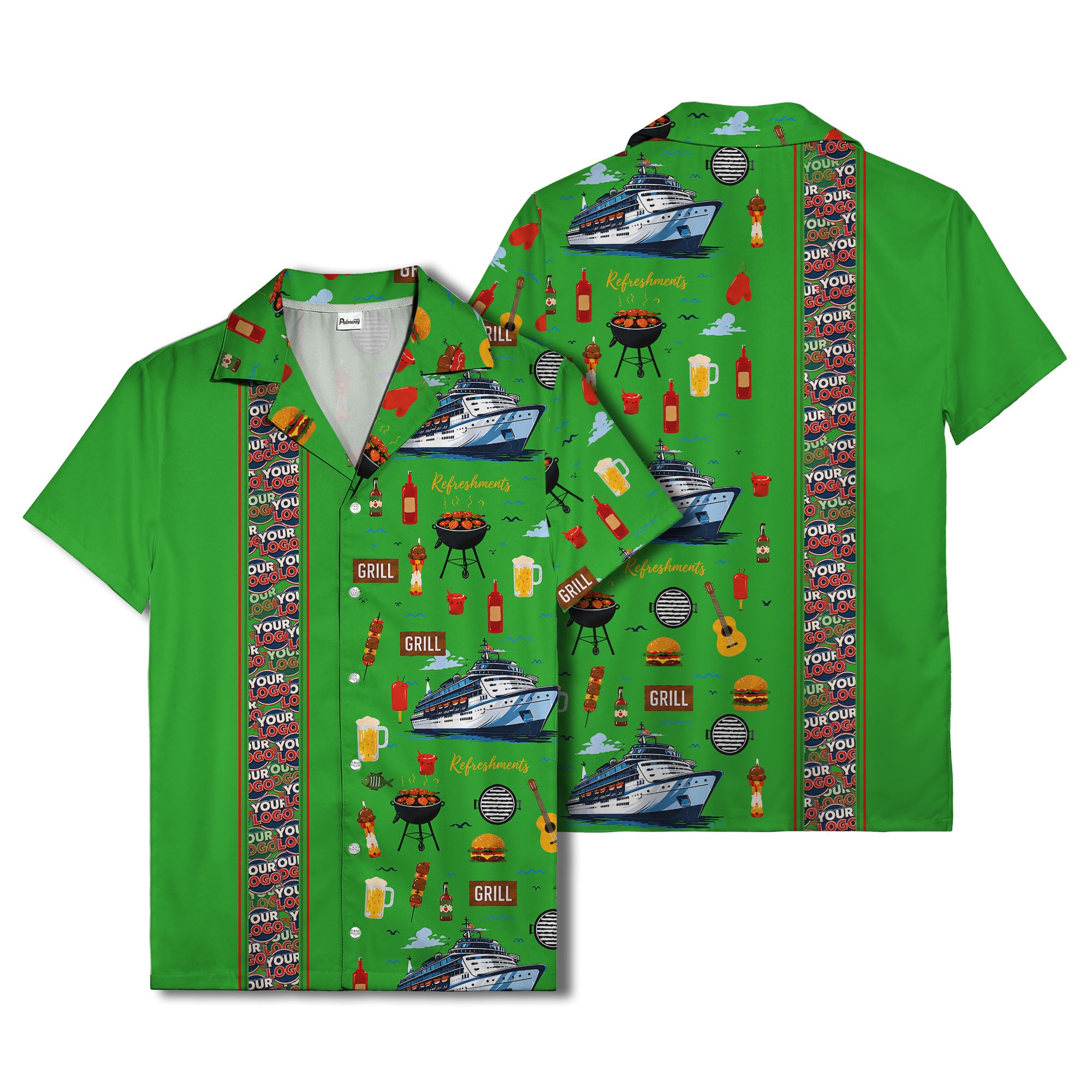 cruise ship grill & refreshments fun cartoon hawaiian shirt for men