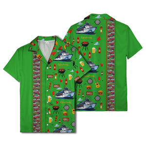 cruise ship grill & refreshments fun cartoon hawaiian shirt for men