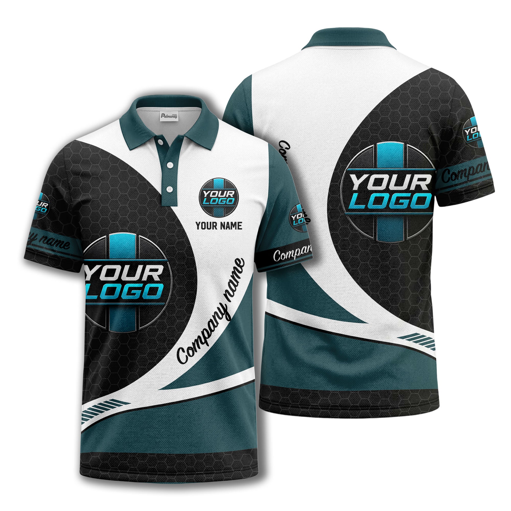 custom logo hexagon diagonal stripes polo shirt for men