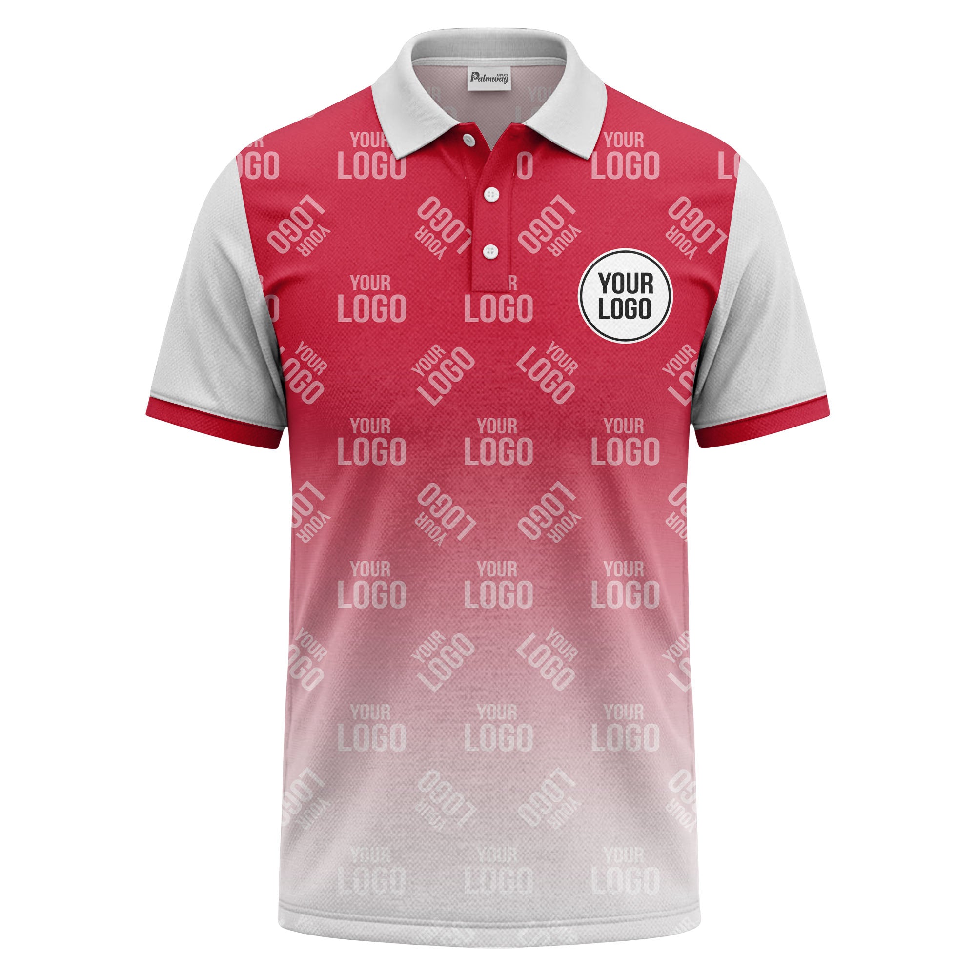 custom logo repeat gradient polo shirt for men in black & white