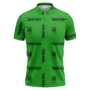 custom logo & text repeat pattern black polo shirt for men