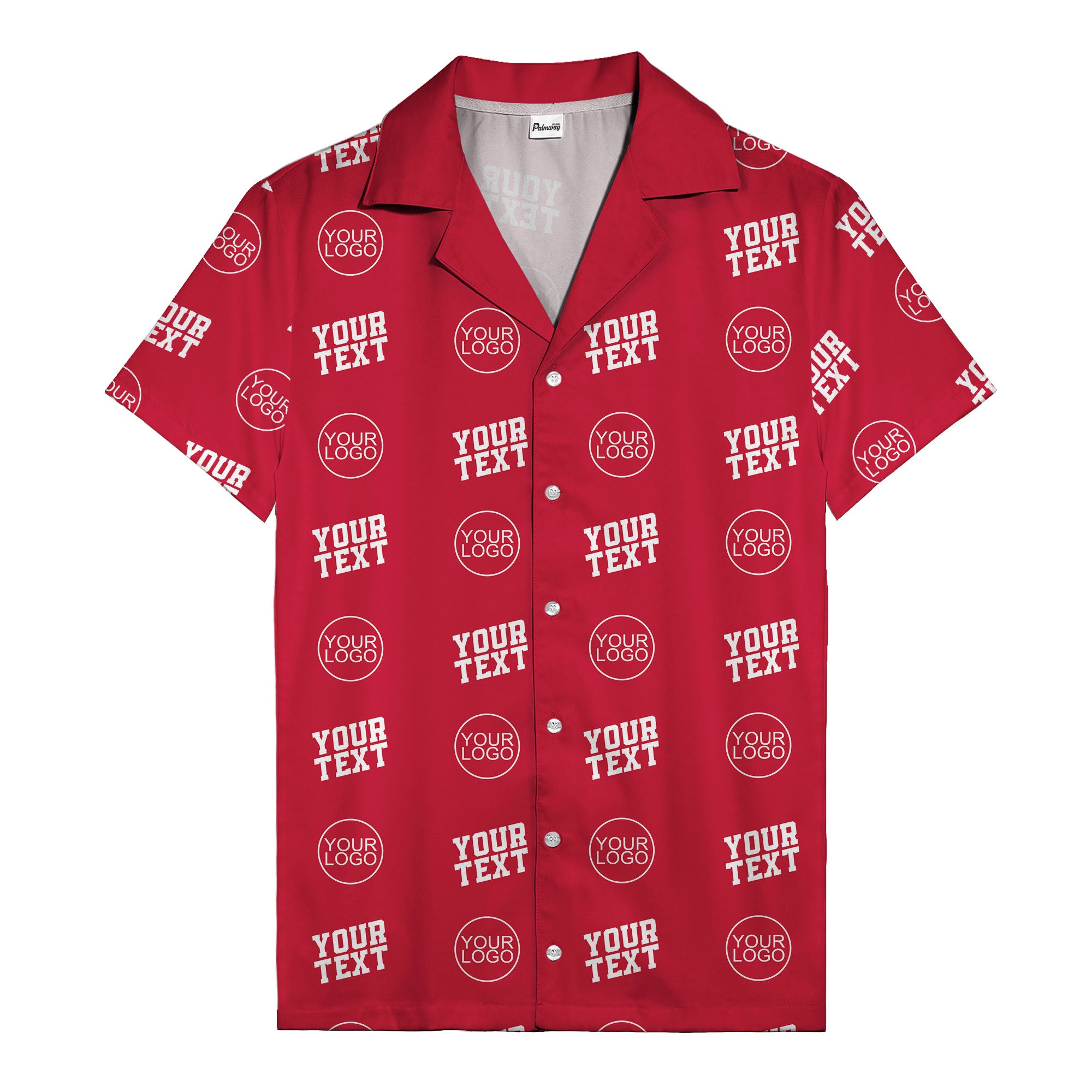 custom logo & text repeat pattern personalized hawaiian shirt