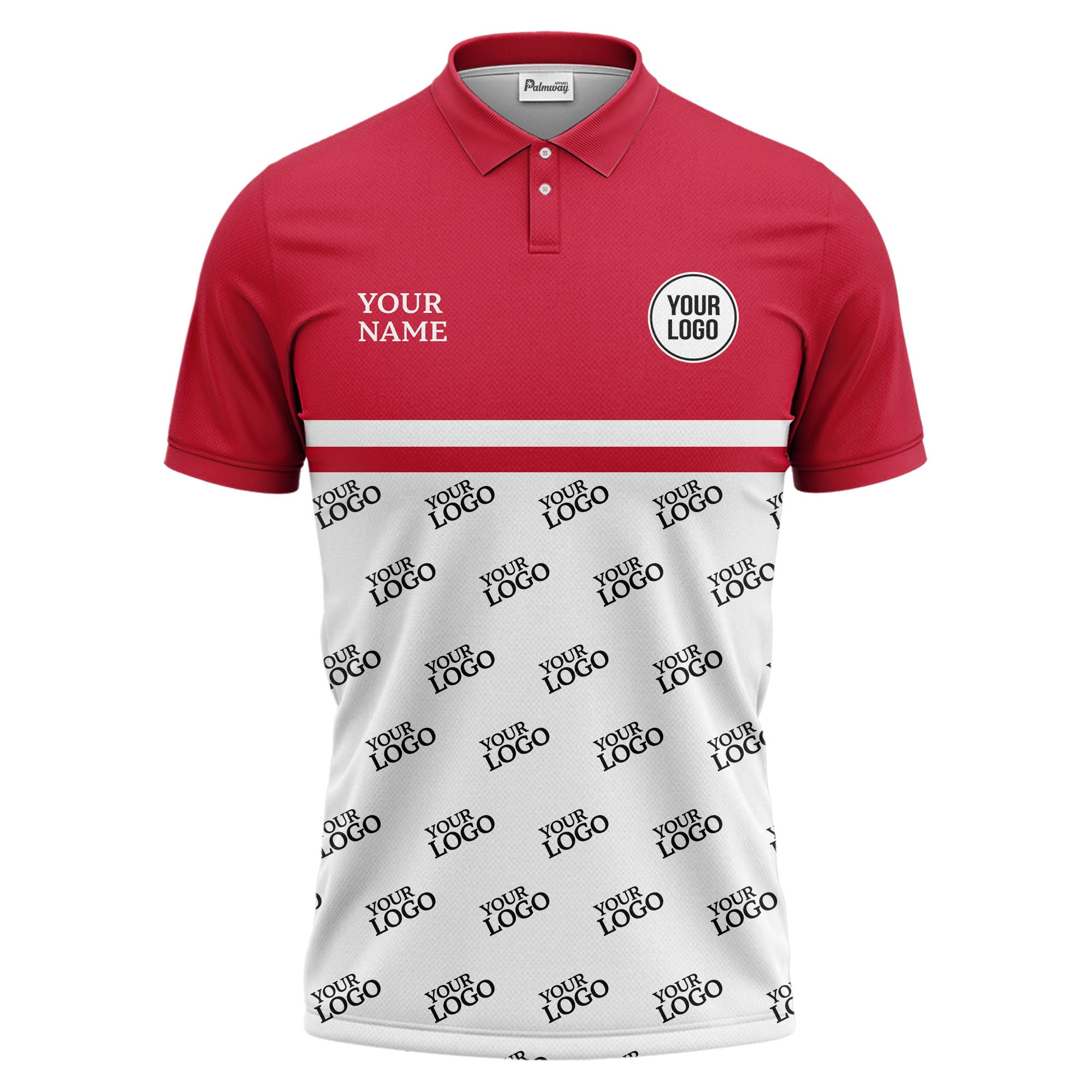 custom logos repeat monochrome black white corporate polo shirt