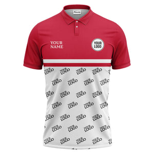 custom logos repeat monochrome black white corporate polo shirt