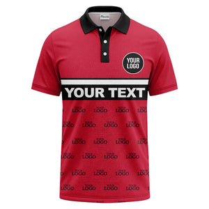 custom monogram logo repeat & text banner all over polo shirt