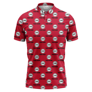 custom name & logo repeat circle pattern black polo shirt