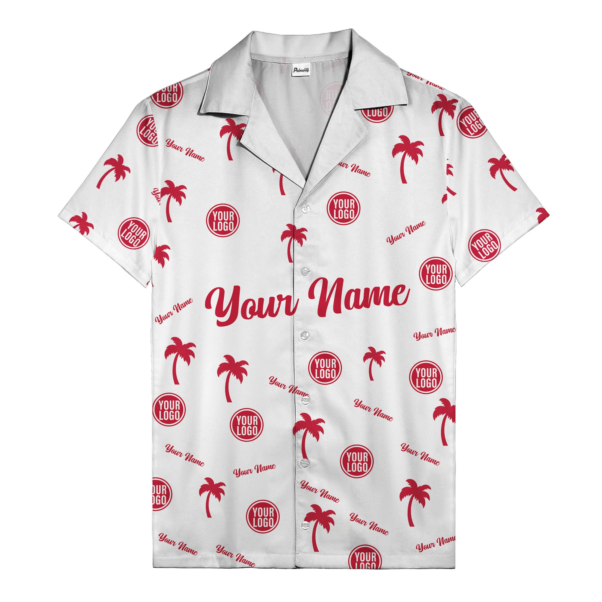 custom palm tree silhouette & name logo black white hawaiian shirt