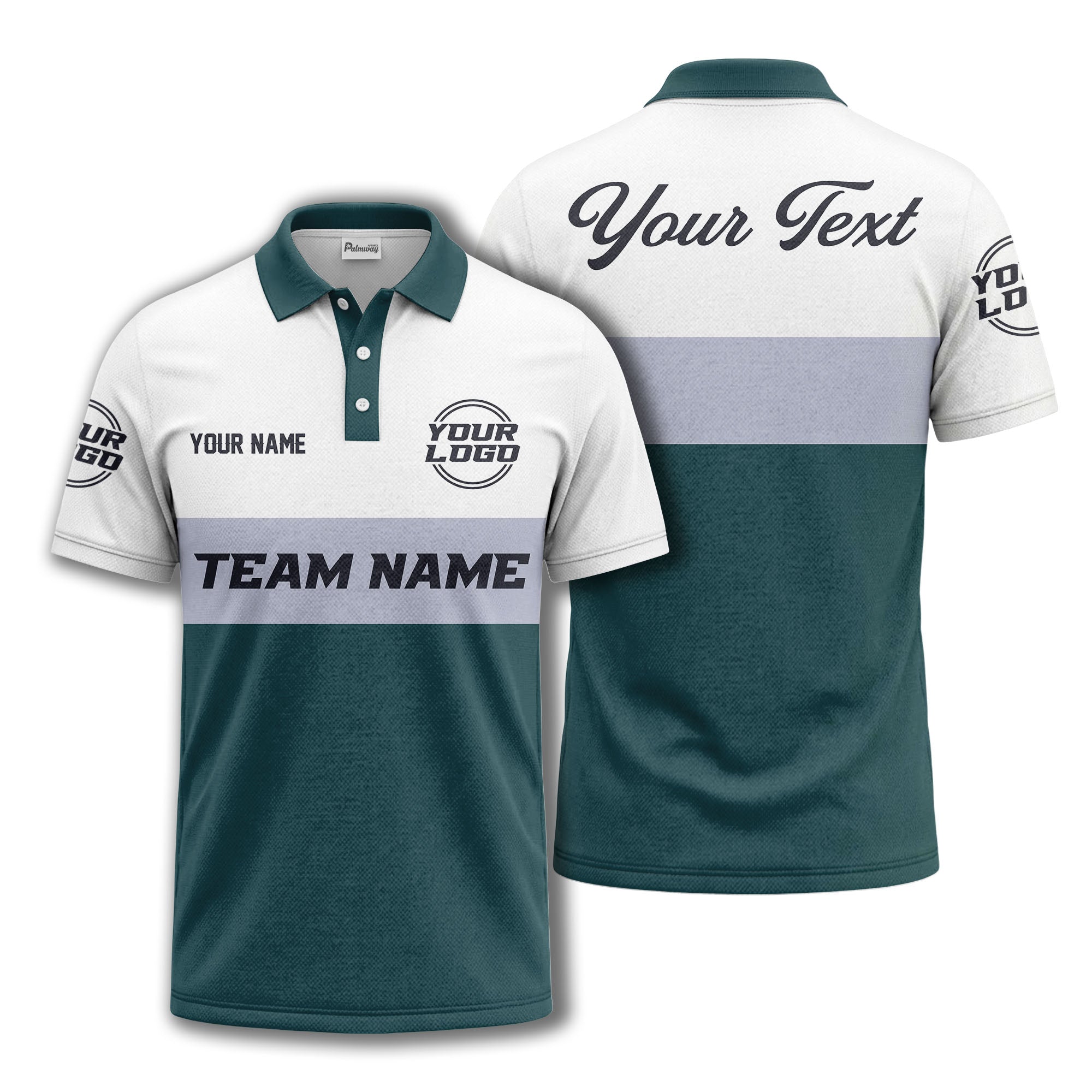 custom team name logo horizontal stripe polo shirt for men