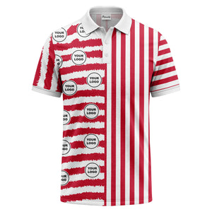 customizable black & white stripes with logo circles polo shirt