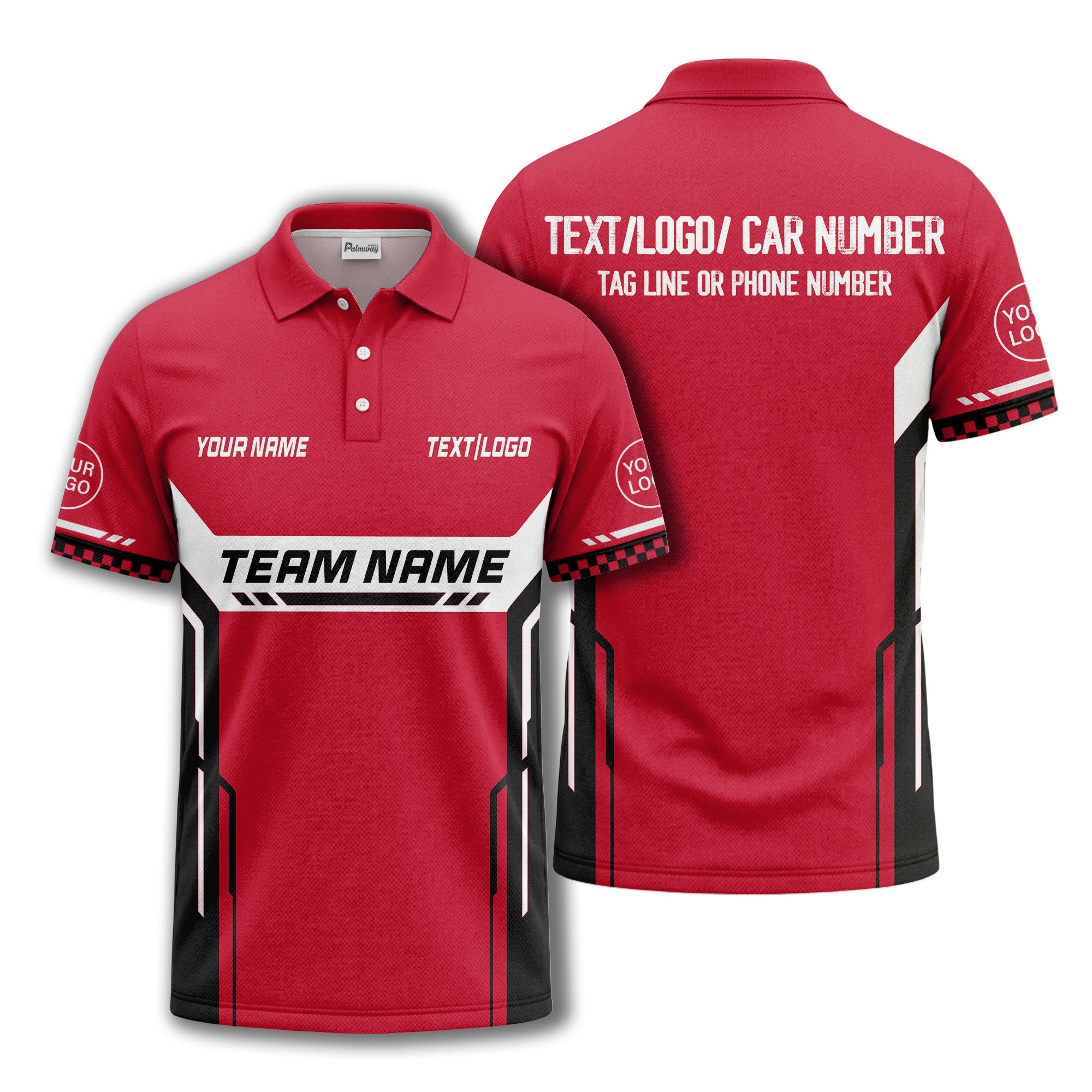 customizable team name geometric stripes polo shirt for men