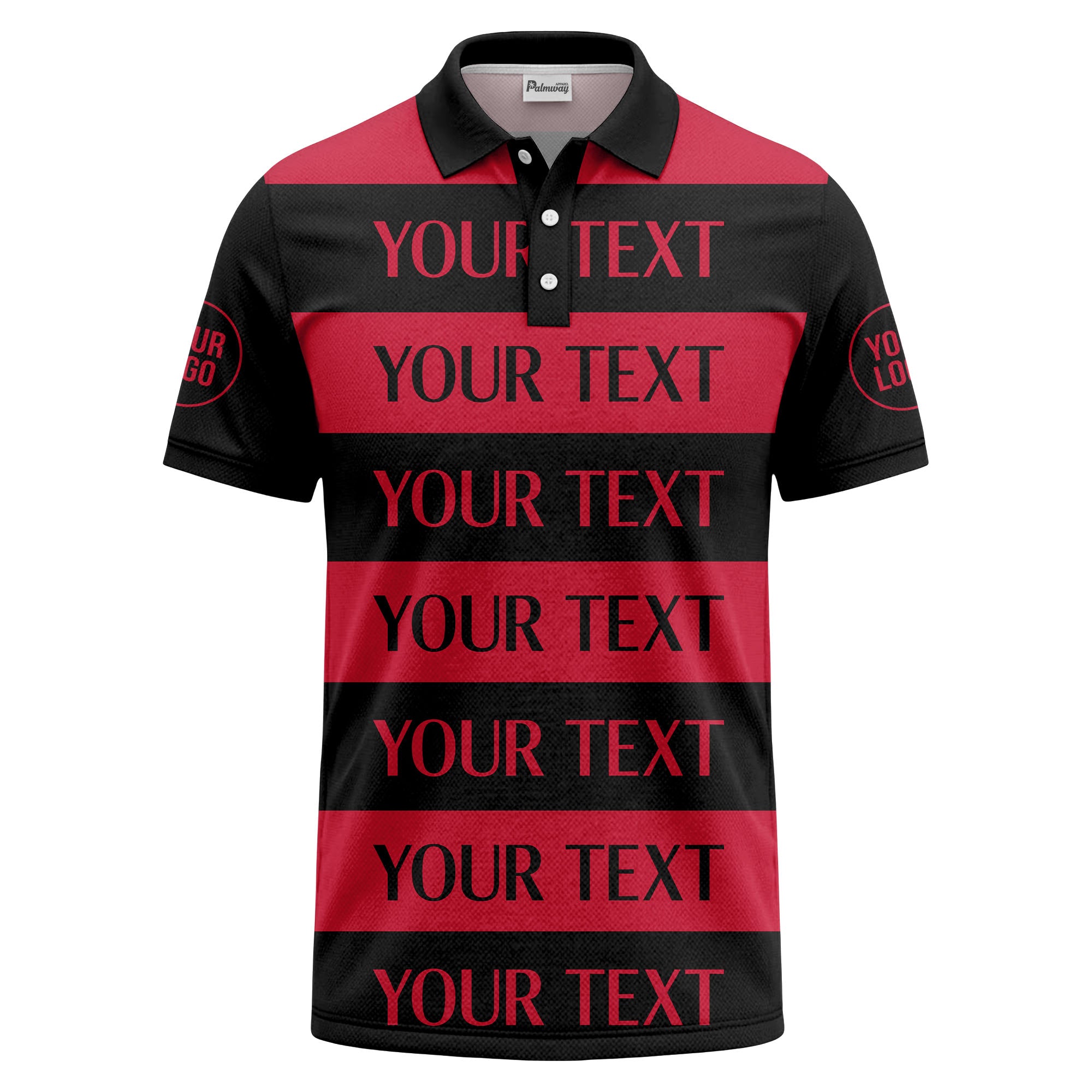 customizable text on bold horizontal stripes polo shirt