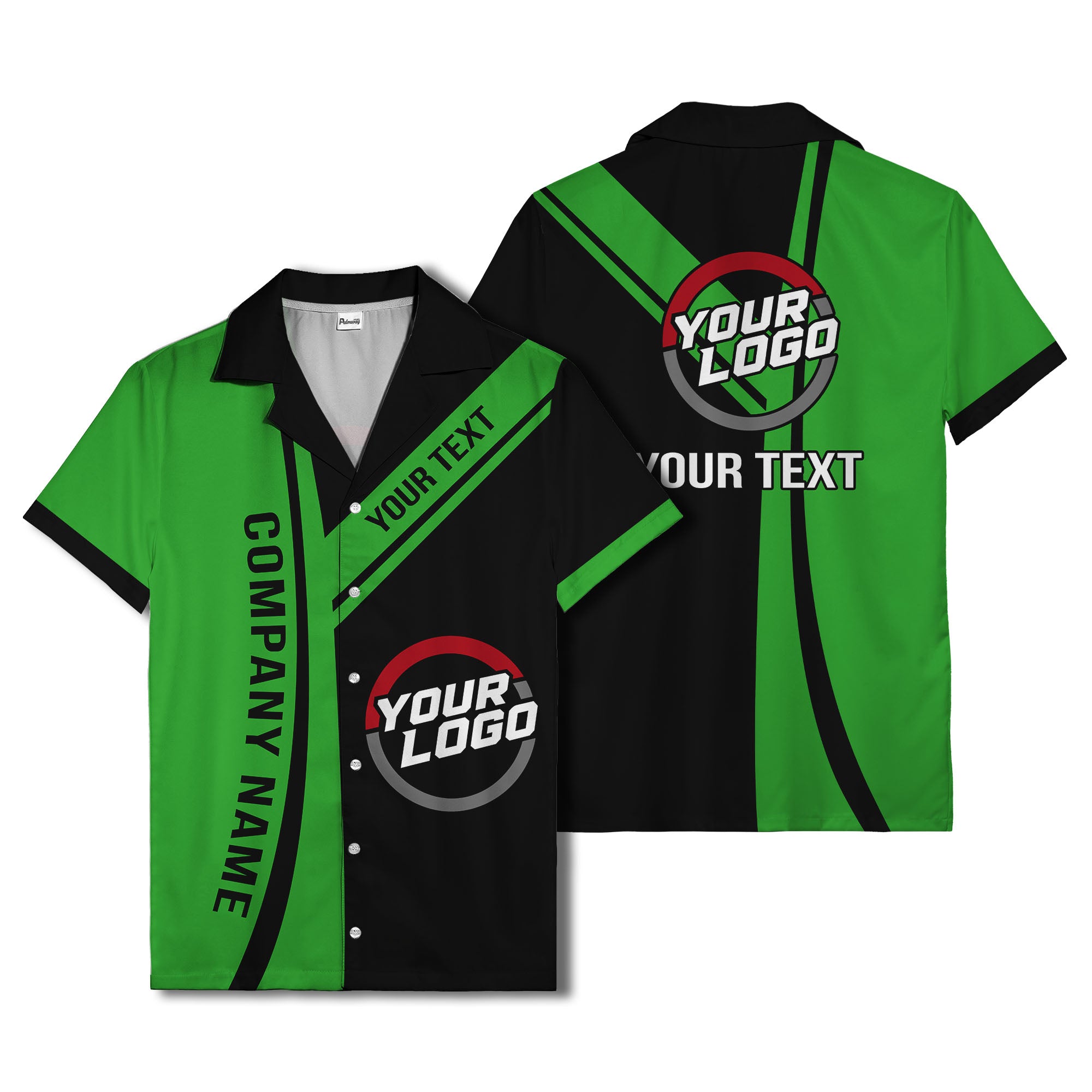 diagonal stripe custom logo company name hawaiian shirt for teams