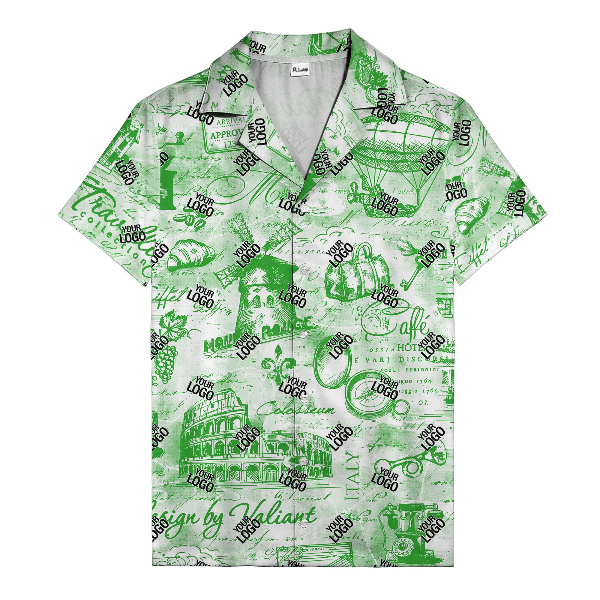 eiffel tower colosseum coffee sketch vintage travel hawaiian shirt