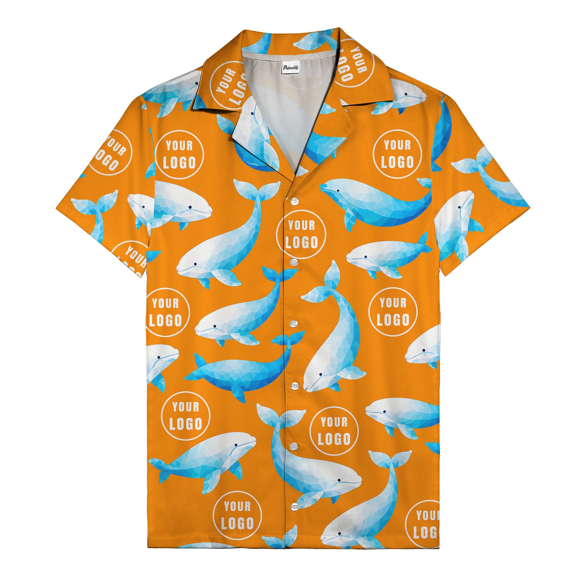 geometric beluga whales & custom logo circles hawaiian shirt for oceanic adventures