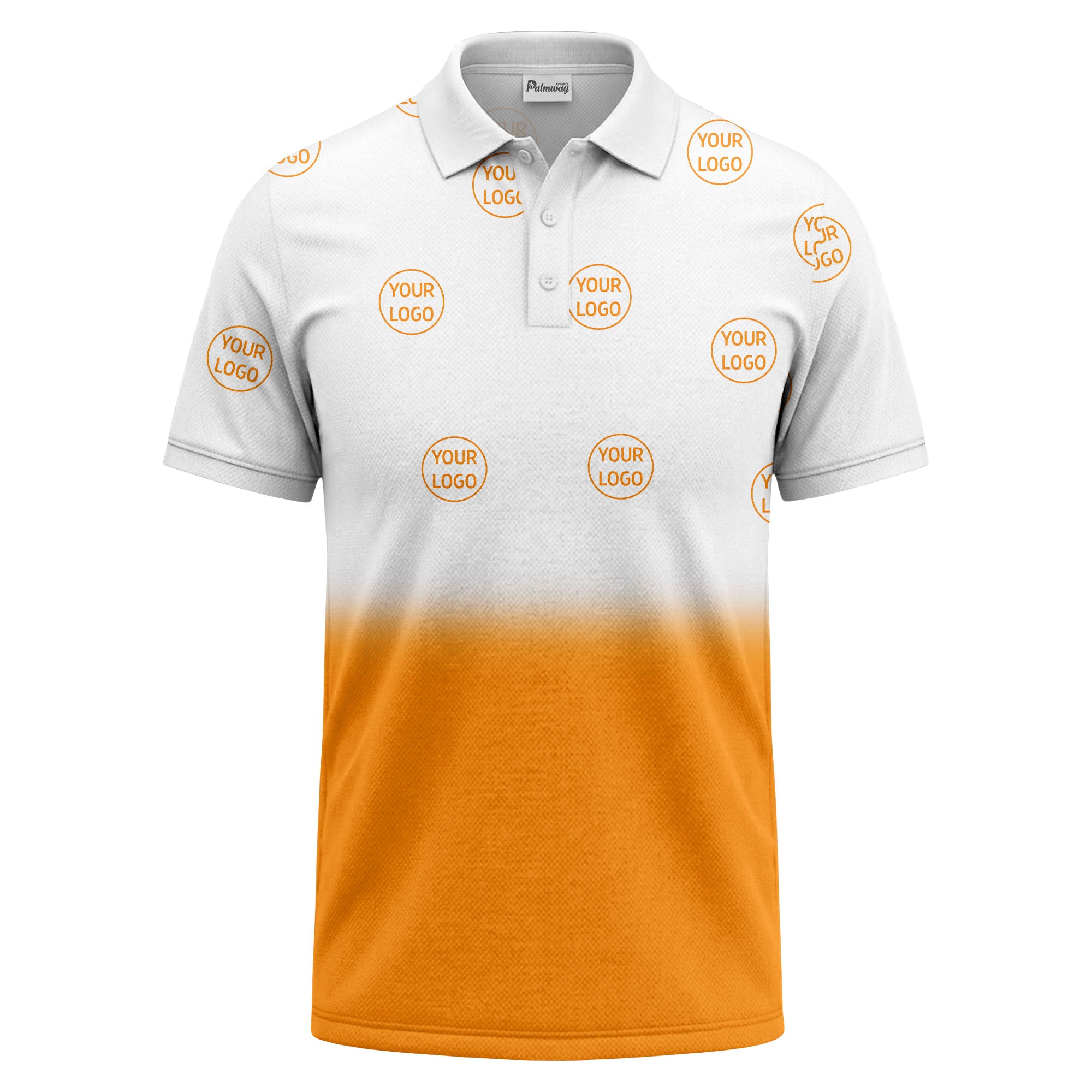 gradient black white custom logo repeat polo shirt