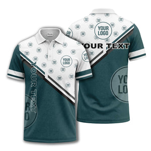 logo repeat diagonal stripe customizable polo shirt for teams