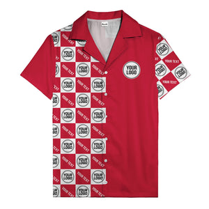 monochrome checkerboard custom logo repeat hawaiian shirt for men