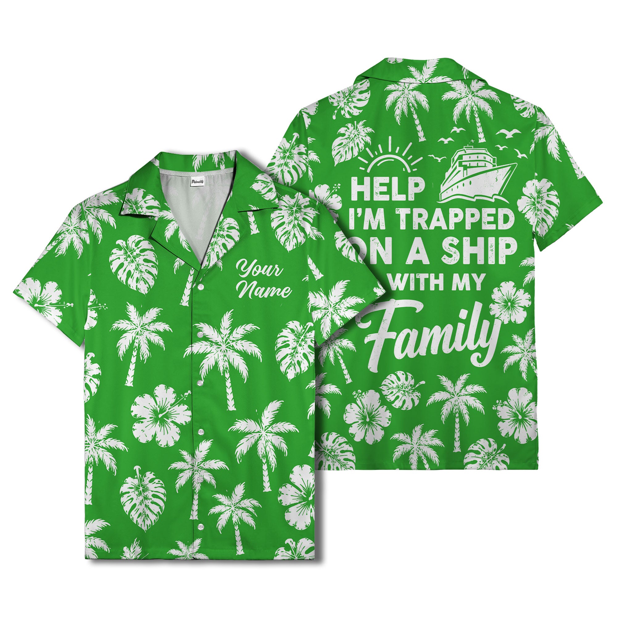 monochrome palm trees and hibiscus hawaiian shirt for men