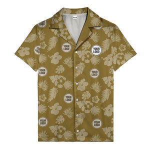 monochrome tropical flowers and leaves hawaiian shirt for men