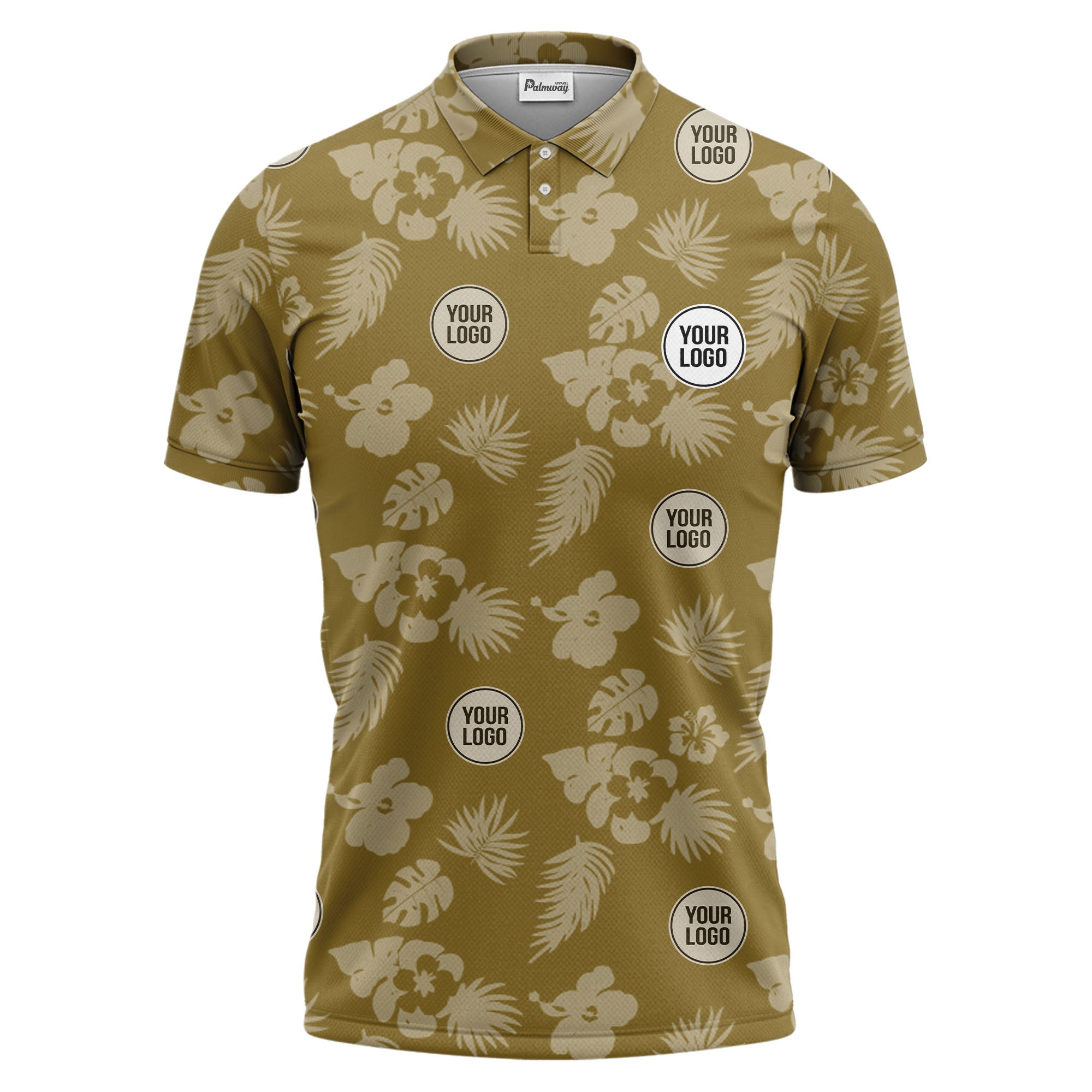 illustrated monochrome tropical flowers and leaves polo shirt for men