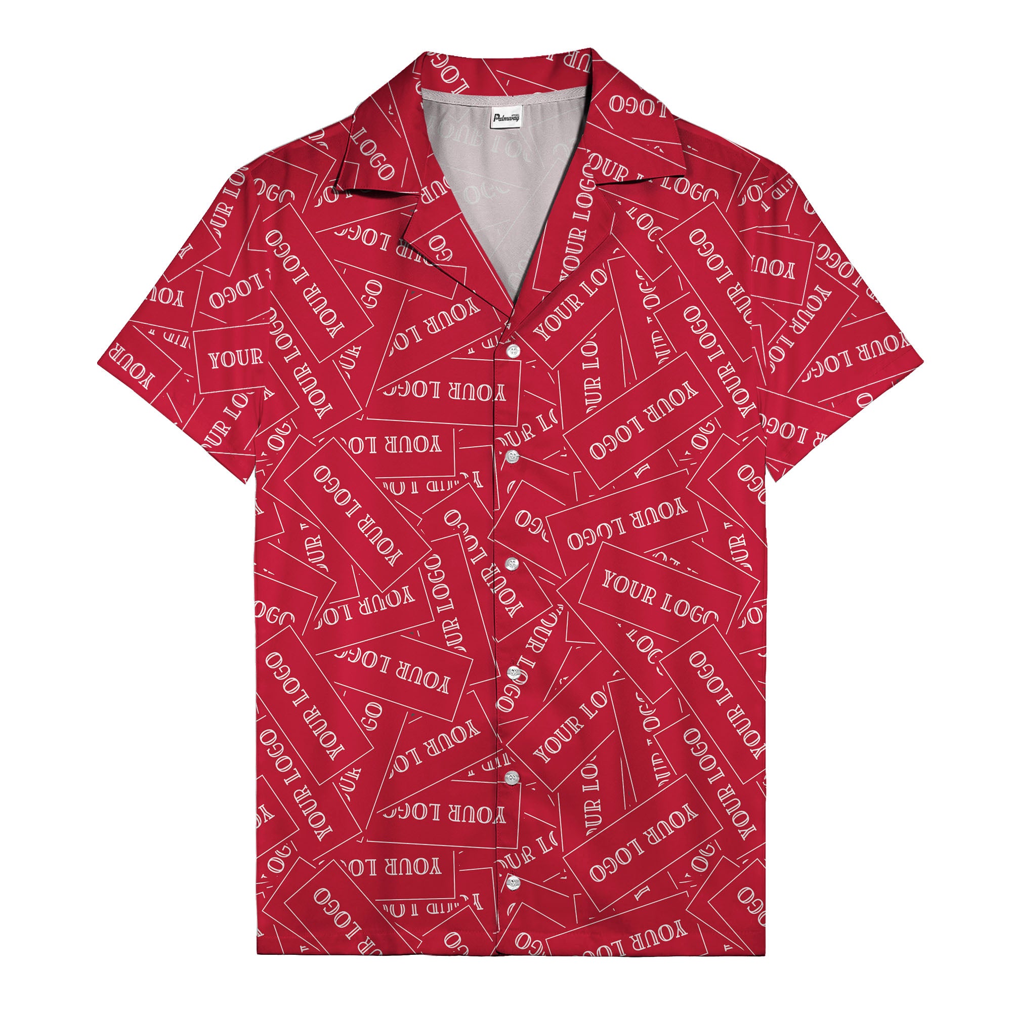 monochrome your logo repeat text graphic hawaiian shirt for men