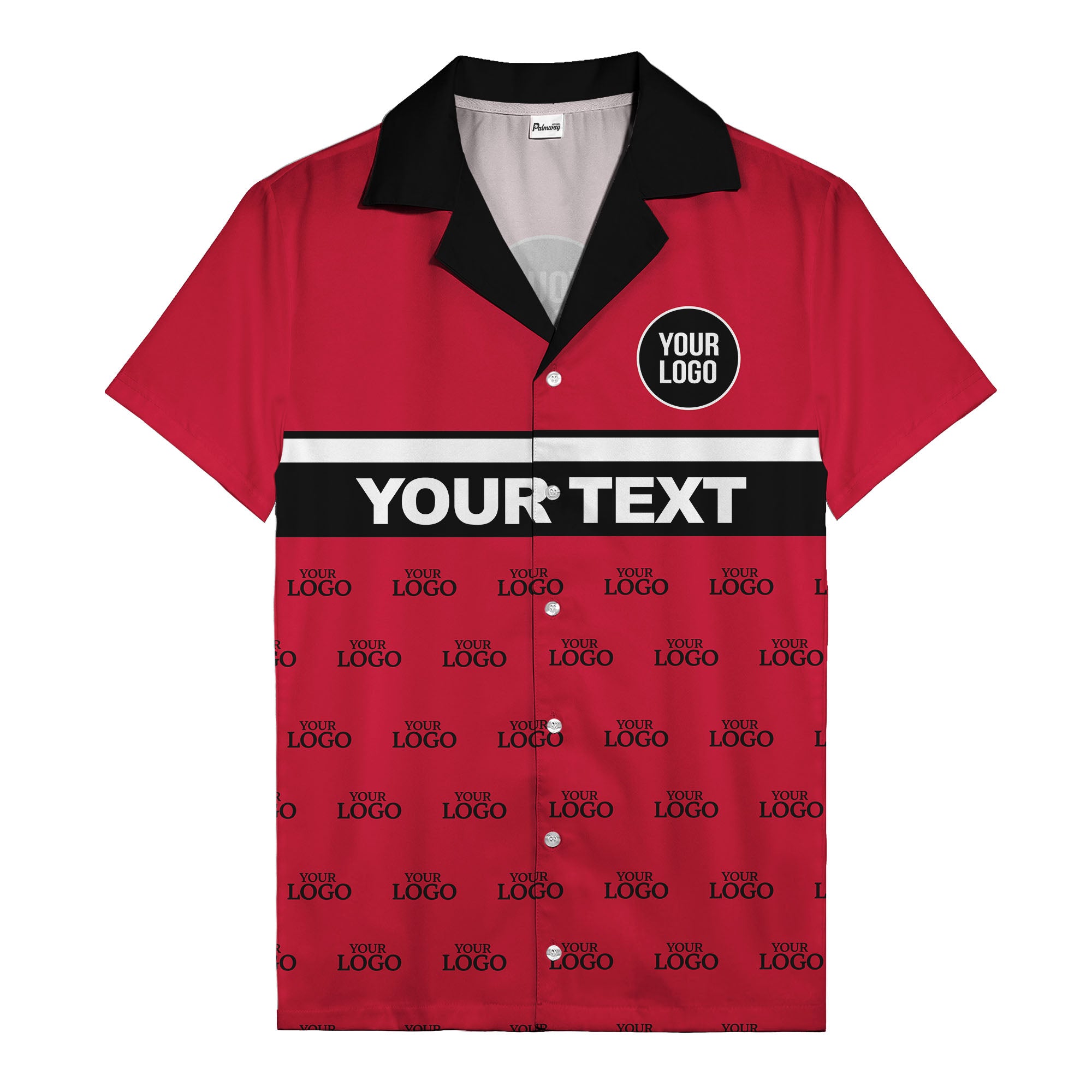 personalized logo & text striped hawaiian shirt for teams