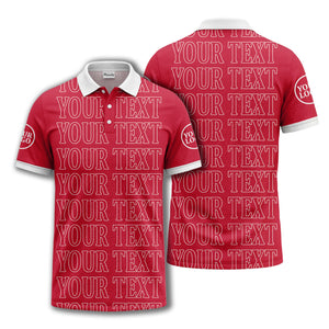 personalized name repeat text minimalist golf polo shirt