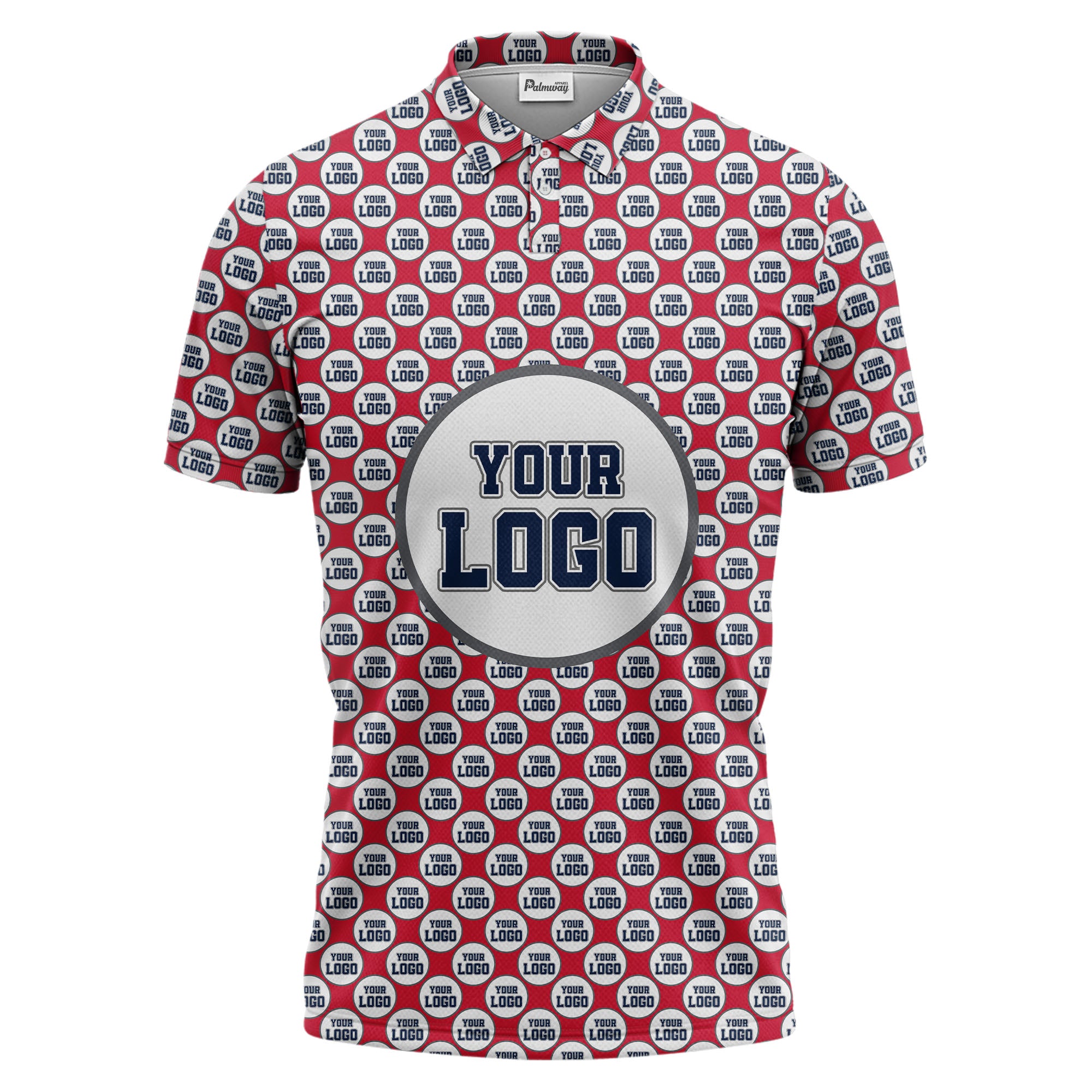 Repeating Personalized Logo Polo Shirt With Custom Text & Illustrated Icons