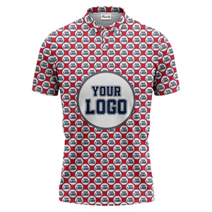 Repeating Personalized Logo Polo Shirt With Custom Text & Illustrated Icons