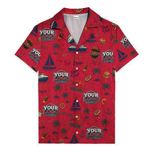 sailboats anchors ship wheels hamburger shrimp steak grill tools hawaiian shirt for men