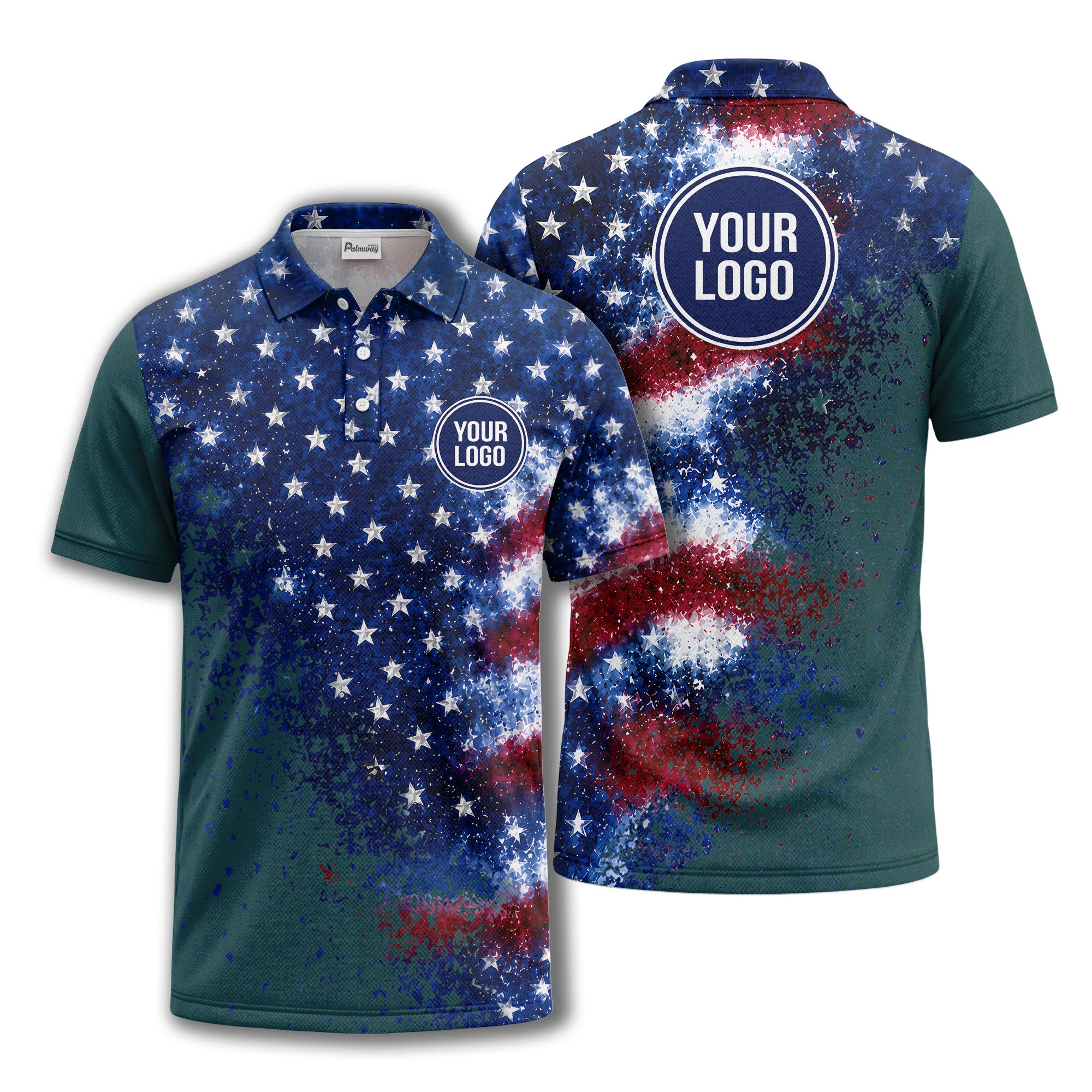 stars & stripes american flag all over print polo shirt