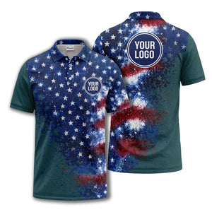 stars & stripes american flag all over print polo shirt