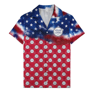 stars & stripes american flag custom logo patriotic hawaiian shirt