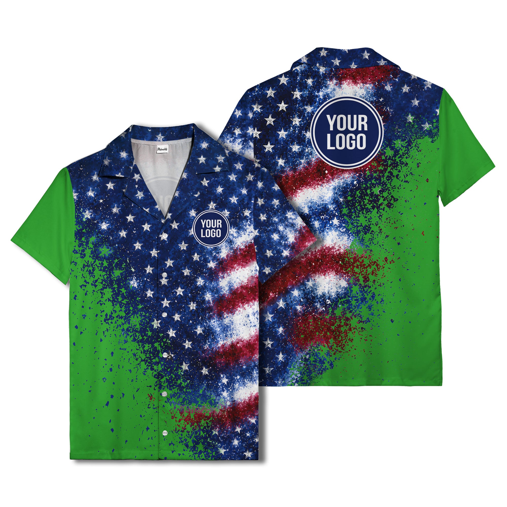 stars & stripes watercolor splash patriotic hawaiian shirt