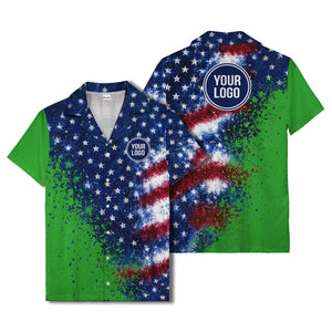 stars & stripes watercolor splash patriotic hawaiian shirt