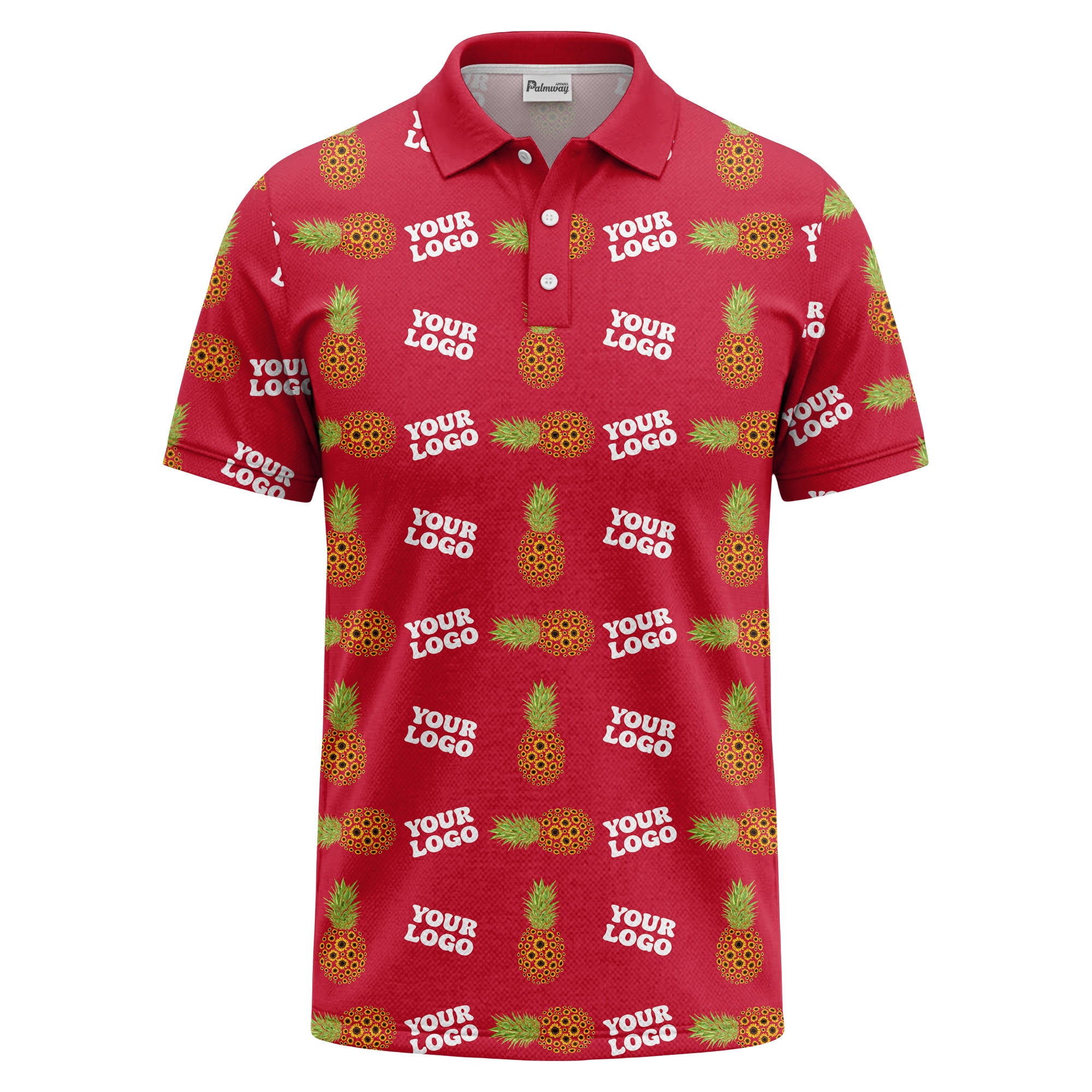 sunflower pineapple repeat custom logo polo shirt for beach days