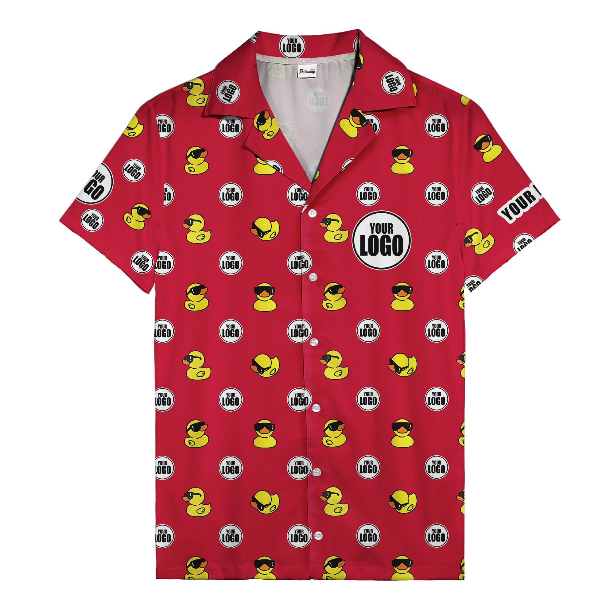 sunglass rubber duckies & custom logo circles fun hawaiian shirt for men