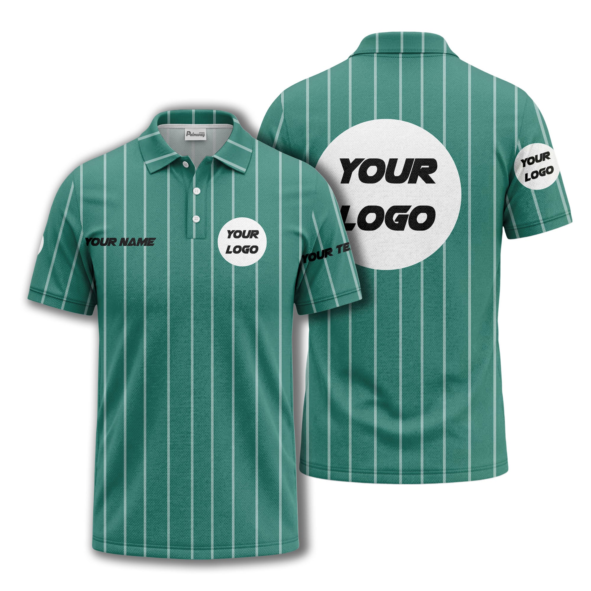 vertical pinstripe custom logo personalized text polo shirt