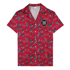 vintage 50s bald eagles & statue of liberty golf hawaiian shirt