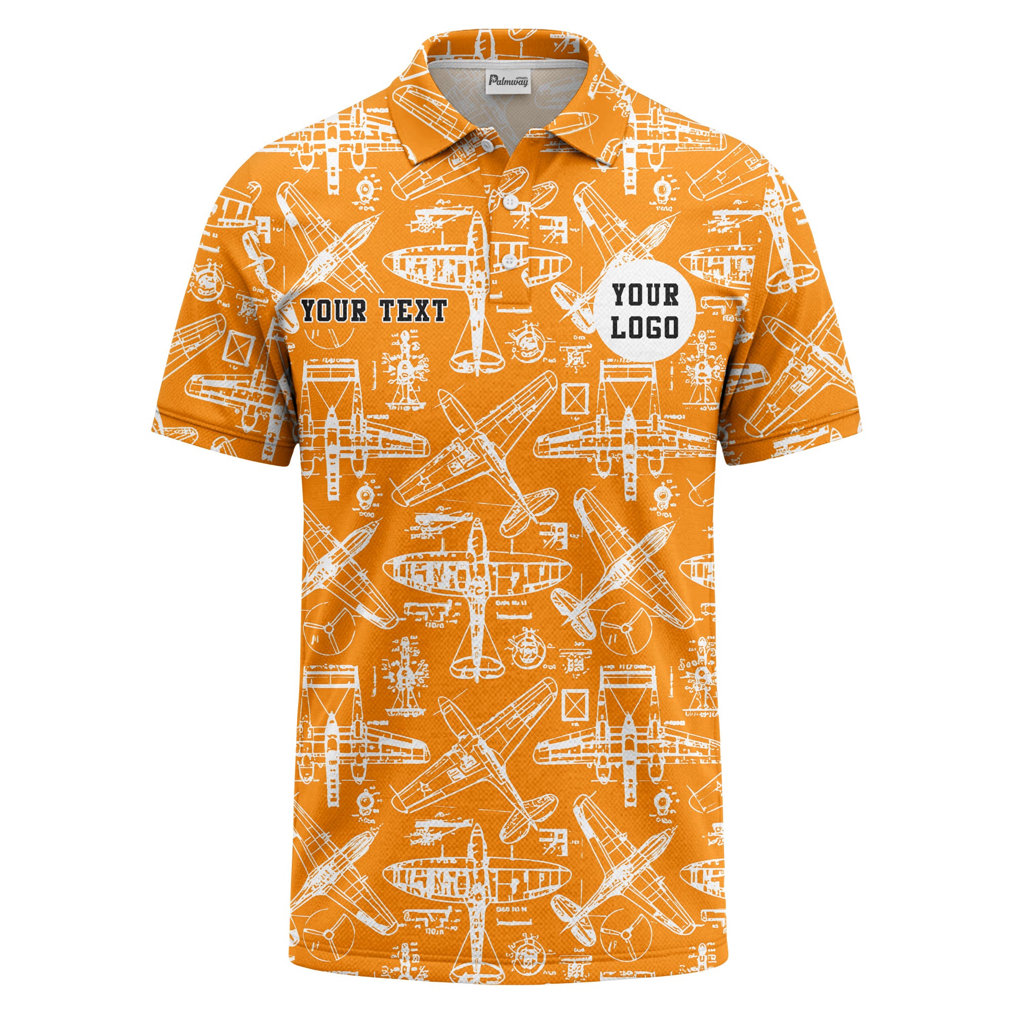 vintage airplane blueprint sketches propeller wings polo shirt for men