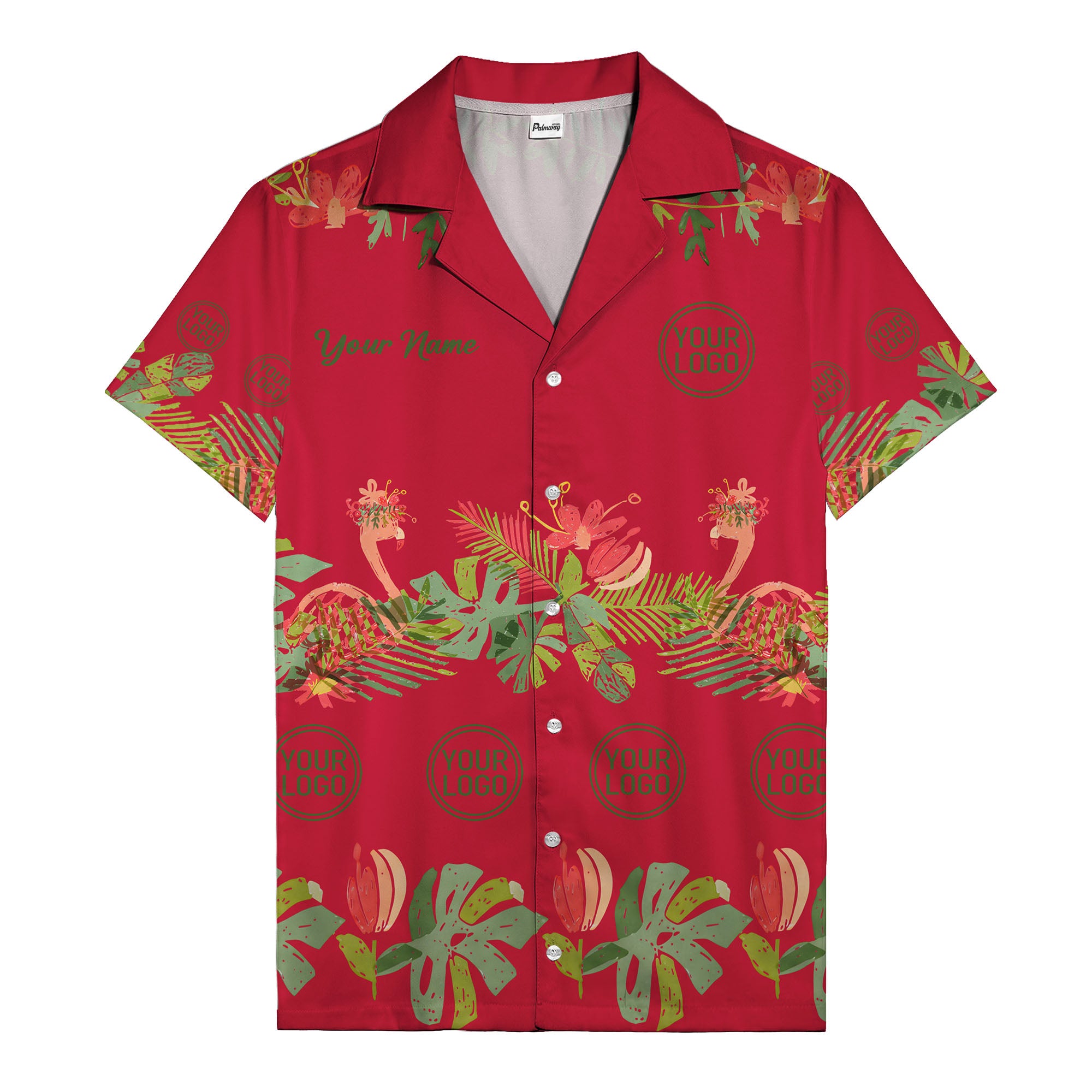 watercolor flamingo palm tropical flowers black hawaiian shirt