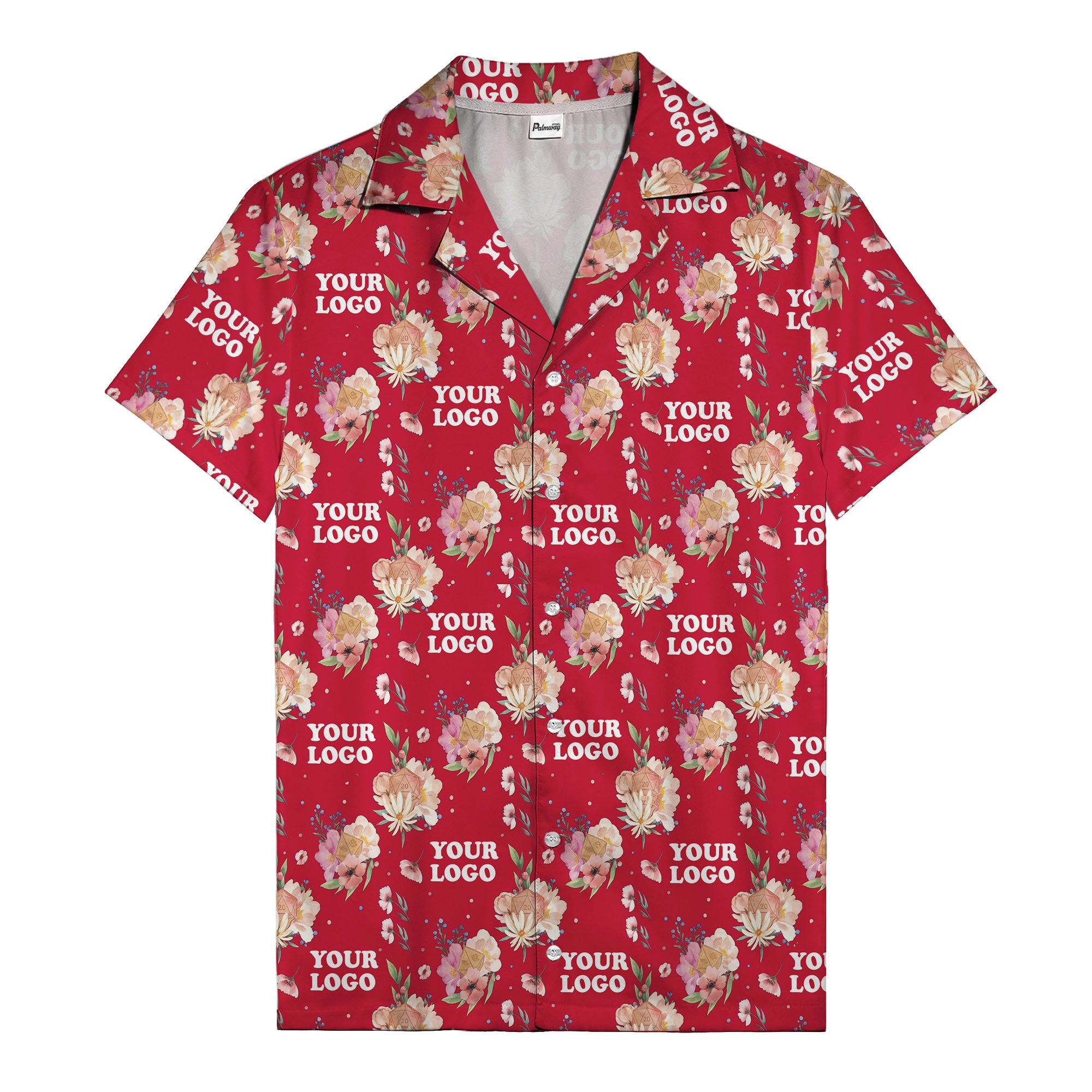 watercolor floral d20 dice hawaiian shirt with custom logo space