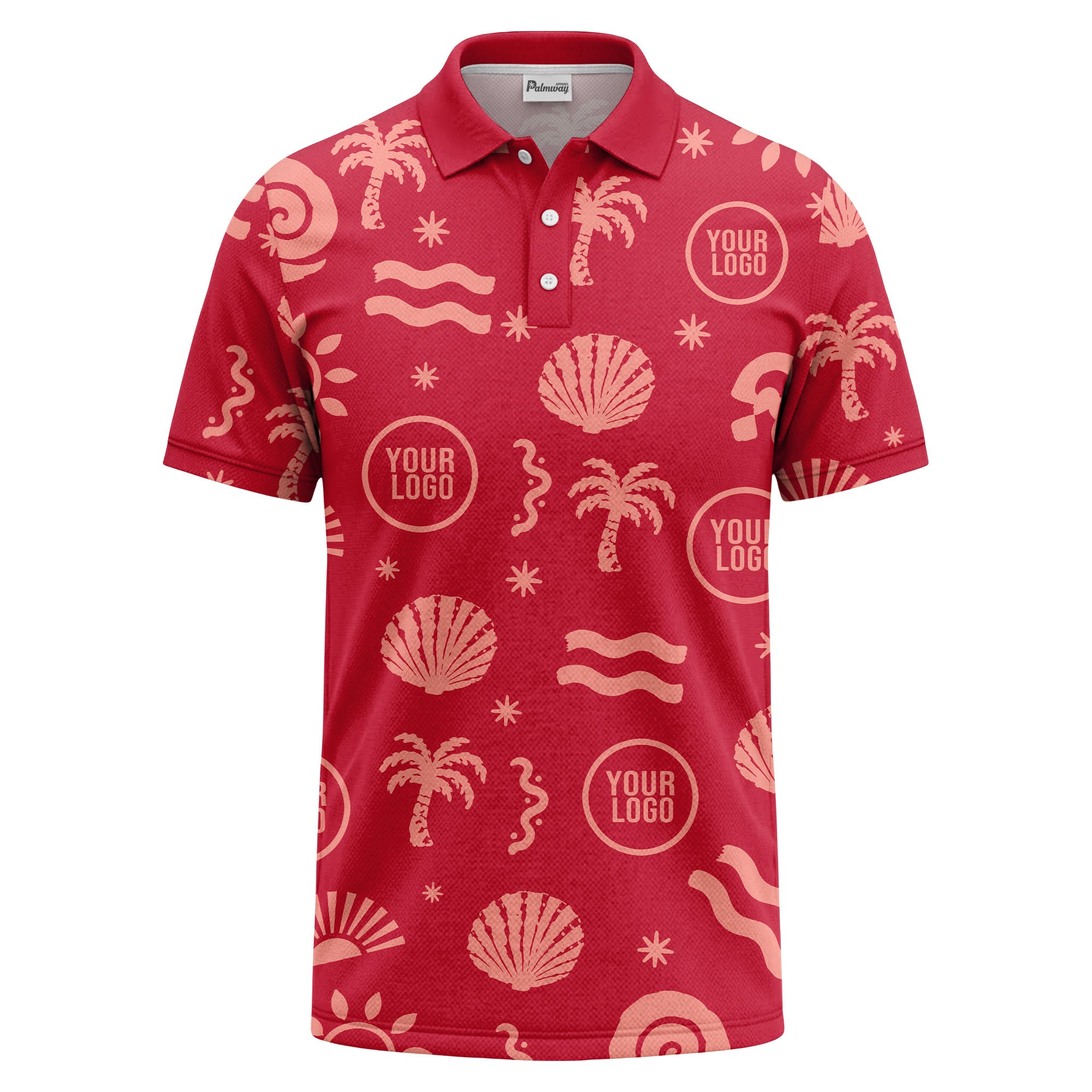 watercolor palm trees seashells waves polo shirt for beach vacation